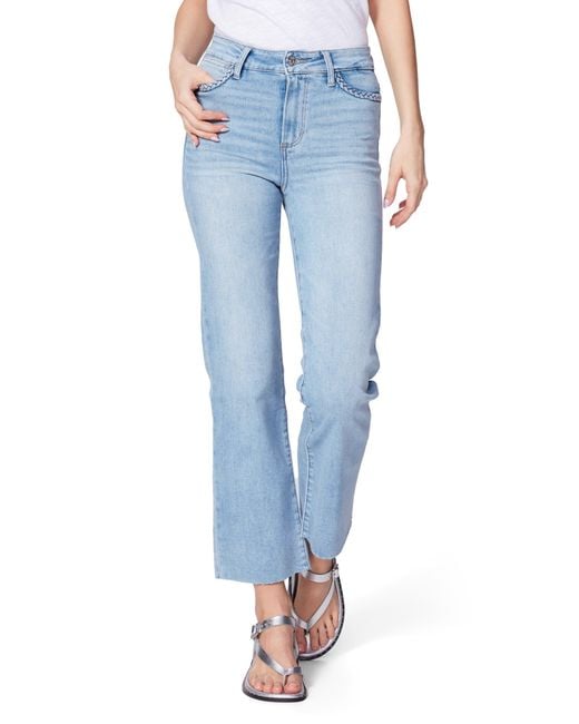 PAIGE Blue Atley Braided Detail Ankle Flare Jeans