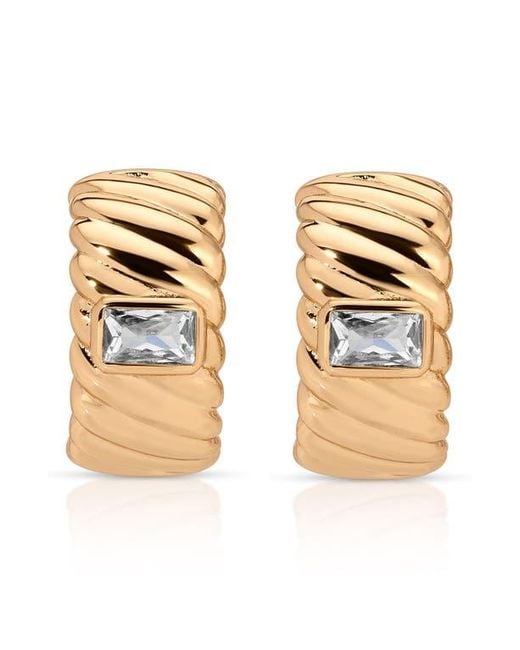 Ettika Metallic Textured Half Hoop Earrings