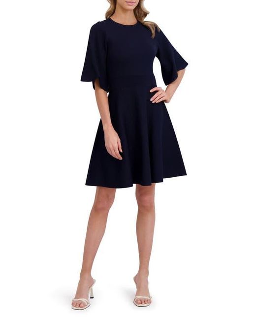 Ted Baker Flutter Sleeve Fit & Flare Sweater Dress in Blue | Lyst