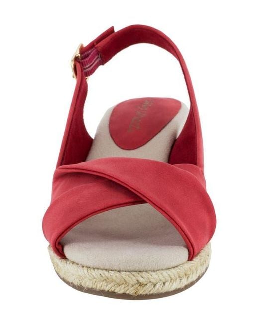Easy Street Red Maureen Wedge Sandal
