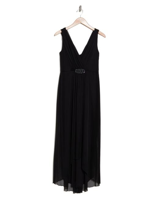 Connected Apparel Black High-low Chiffon Dress
