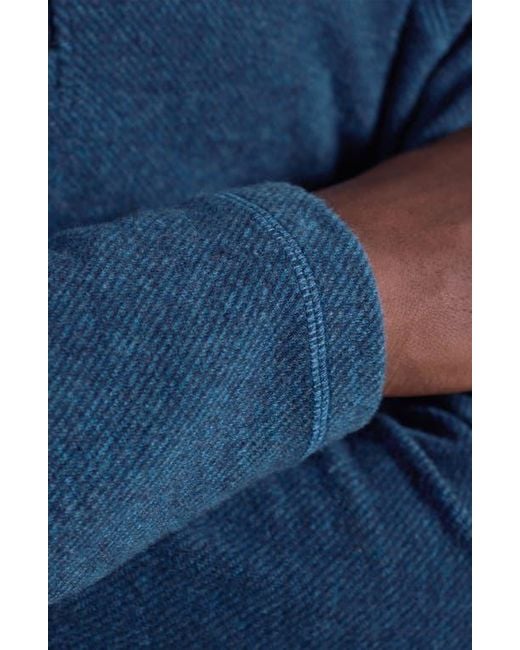 Bugatchi Blue Brushed Cotton Blend Quarter Zip Pullover for men