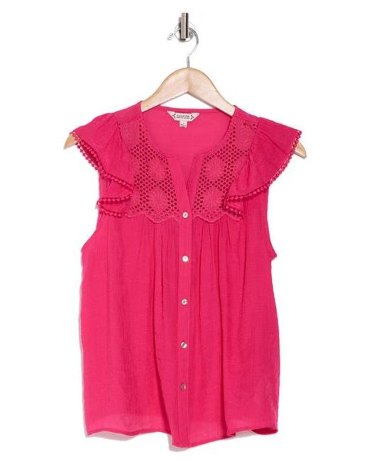 Nanette Lepore Red Flutter Sleeve Button-Up Shirt