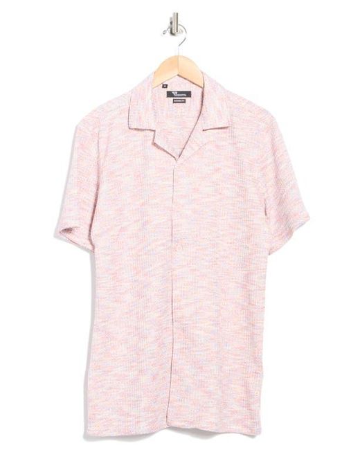 T.R. Premium Pink Mélange Short Sleeve Button-Up Shirt for men