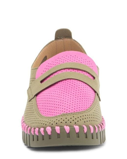 Ilse Jacobsen Pink Tulip Two Tone Perforated Loafer
