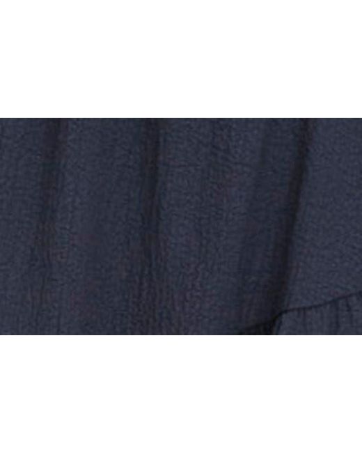 DKNY Blue Smock Waist Ruffle Detail Sleeveless Dress