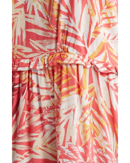 Beach Lunch Lounge Orange Camila Floral Flutter Sleeve Dress