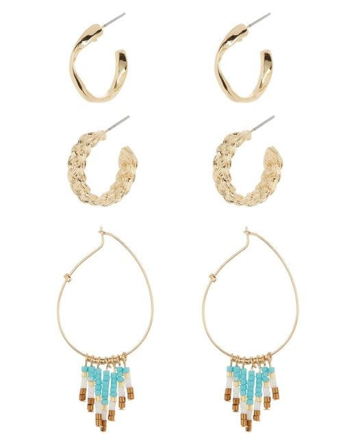 Melrose and Market White Set Of 3 Assorted Hoop Earrings