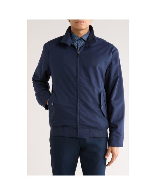 14th & Union Blue Harrington Stretch Cotton & Linen Jacket for men