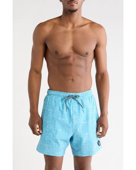 Volcom Blue Lino Swim Trunks for men