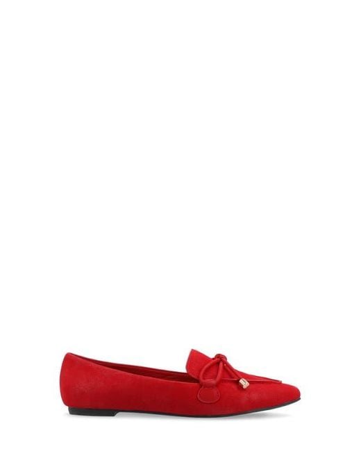 Journee Collection Red Pointed-Toe Faux-Suede Flats