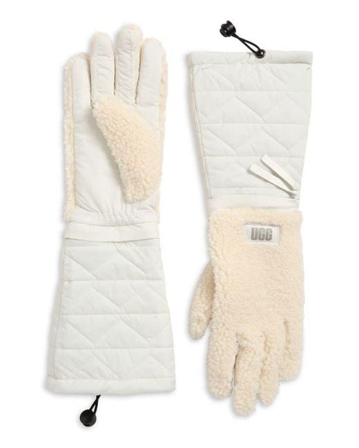 Ugg White Uggfluff Faux Fur Modular Gloves