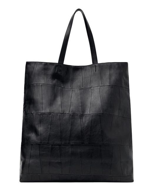 Mango Black Patchwork Leather Shopper Bag