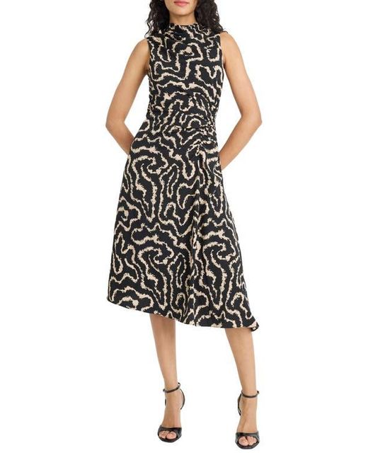Maggy London Black Sleeveless Asymmetric Hem Midi Dress