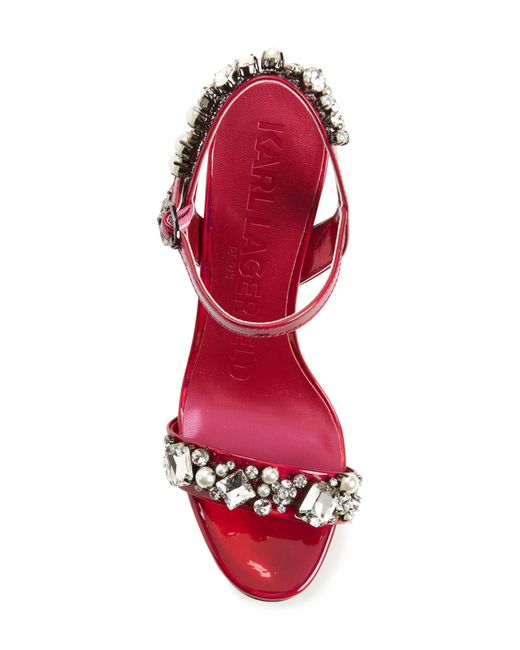 Karl Lagerfeld Red Claude Embellished Sandal