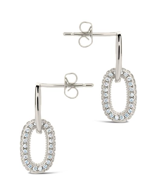 Sterling Forever White Reina Pavé Cubic Zirconia Link Drop Earrings