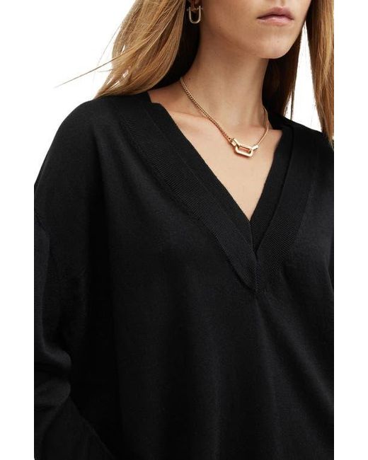 AllSaints Black Bern V-Neck Wool Sweater