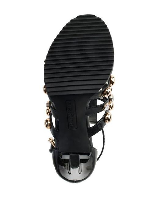 Karl Lagerfeld Black Brexton Studded T-Strap Sandal