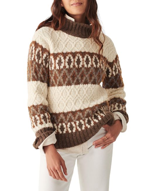 Faherty Brand Multicolor Frost Fair Isle Alpaca Blend Mock Neck Sweater