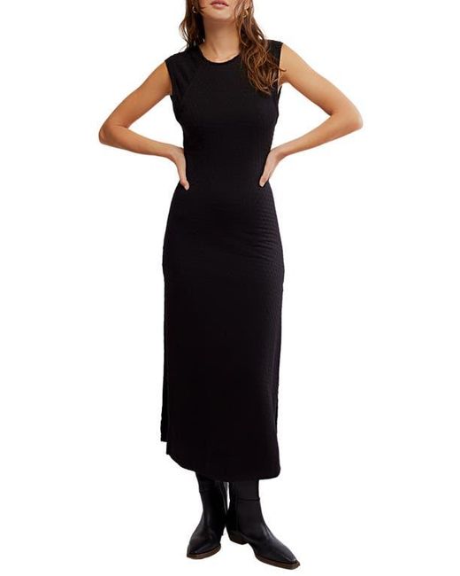 Free People Black Eventide Sleeveless Eyelet Midi Dress