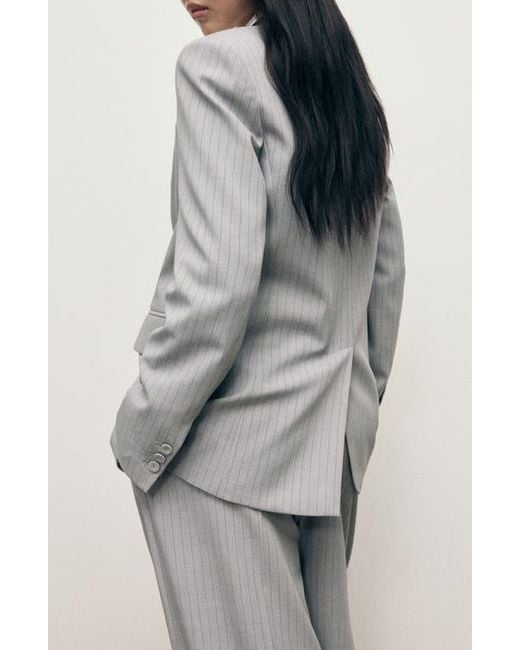 Mango Gray Pinstripe Suit Jacket