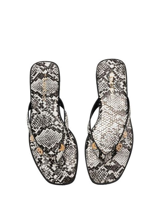 Bebe White Python Embossed Thong Sandal