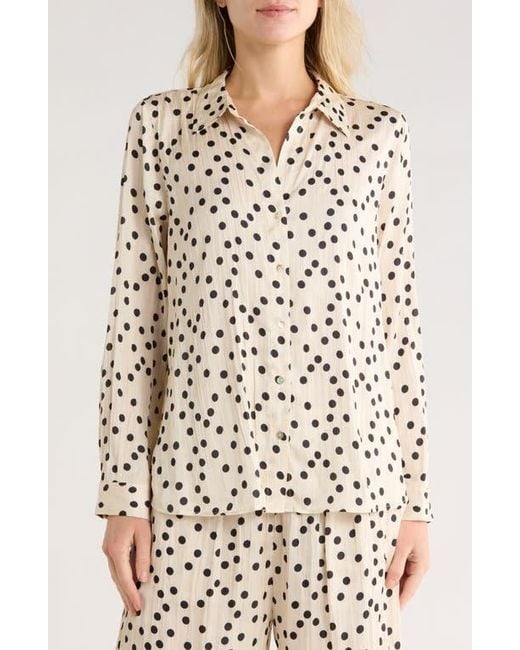 L'Agence White Argo Polka Dot Button Front Top