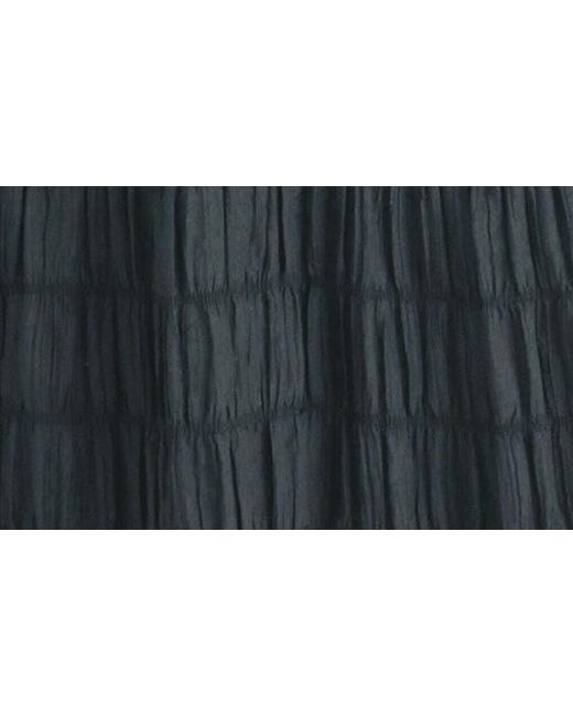 Lush Black Textured Flutter Sleeve Midi Dress