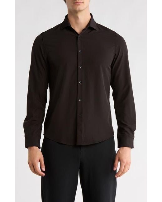 Denim and Flower Black Solid Performance Button-Up Shirt for men