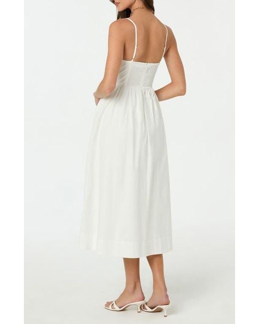 Astr White Poplin Bow Detail Midi Dress