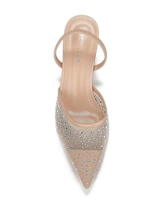 BERNESS Natural Cara Rhinestone Mesh Pump