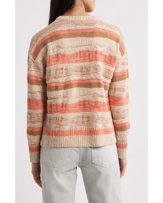 Faherty Brand Multicolor Miramar Stripe Linen & Cotton Crewneck Sweater