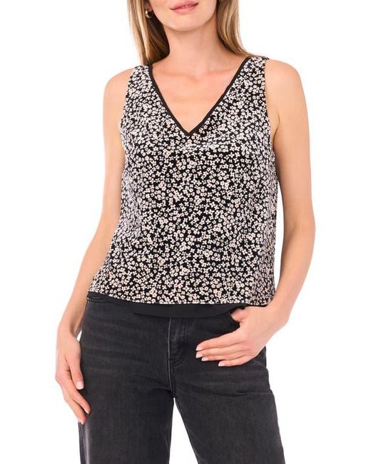 1.STATE Blue V-Neck Printed Shell