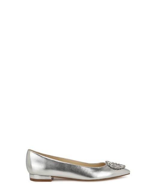 Nine West White Hearts Rhinestone Flat