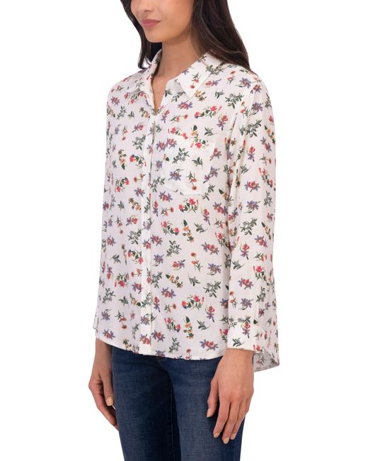 Lucky Brand White Floral Button-up Shirt