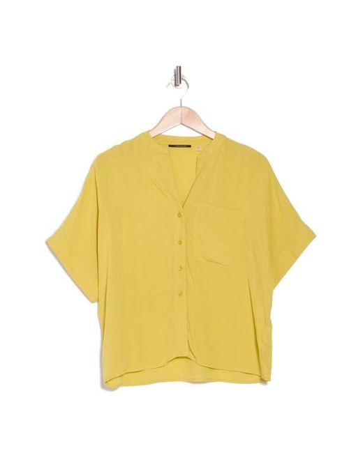 Tahari Yellow Split Neck Shirt