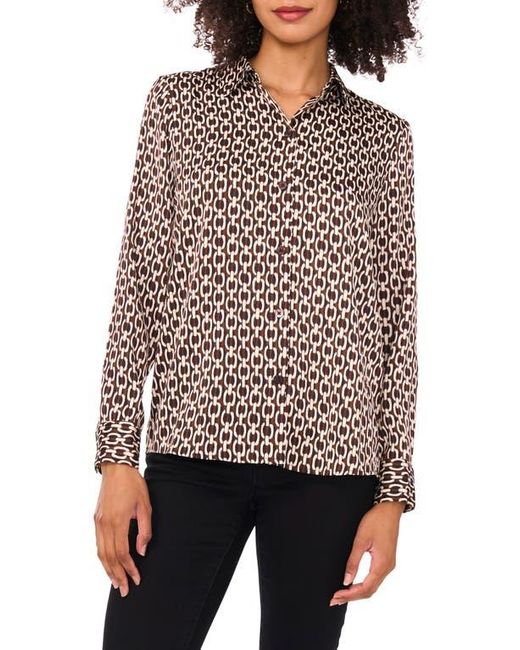 Vince Camuto Red Satin Long Sleeve Button-Up Shirt