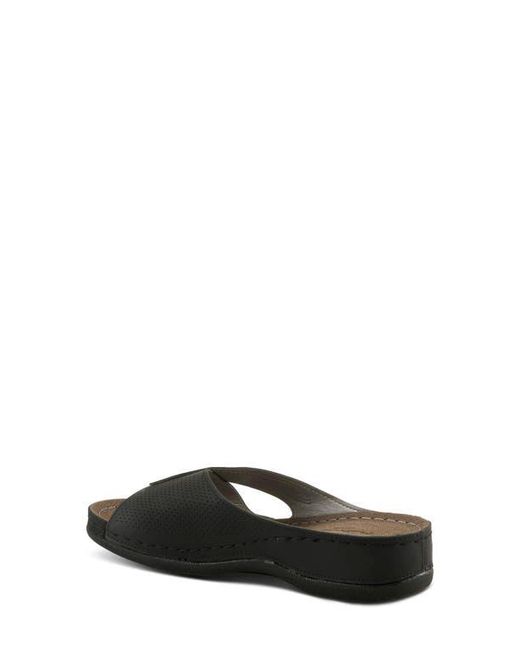 Flexus by Spring Step Black Rhinestone Wedge Slide Sandal