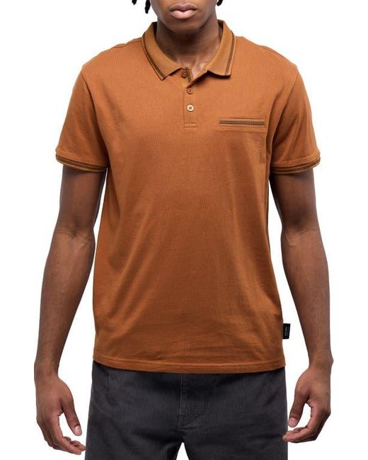 Xray Jeans Brown Jacquard Polo for men