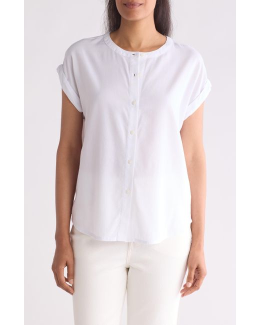 Splendid White Provence Rolled Sleeve Button-up Top