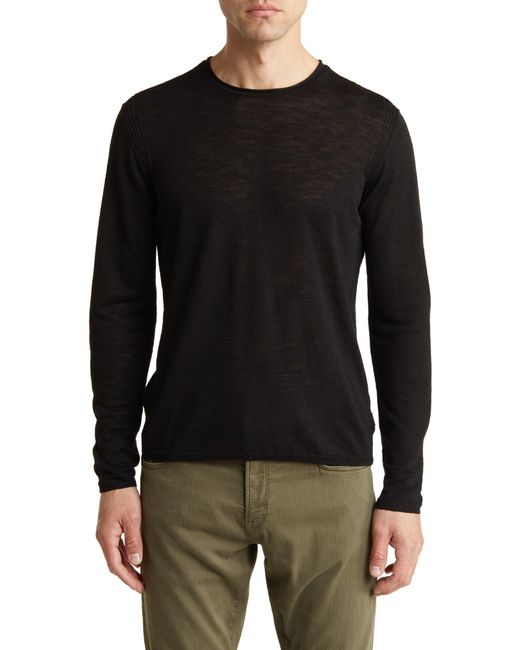 John Varvatos Black Lex Linen Blend Slub Sweater for men