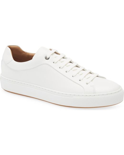 Boss White Mirage Lace-Up Leather Sneaker for men