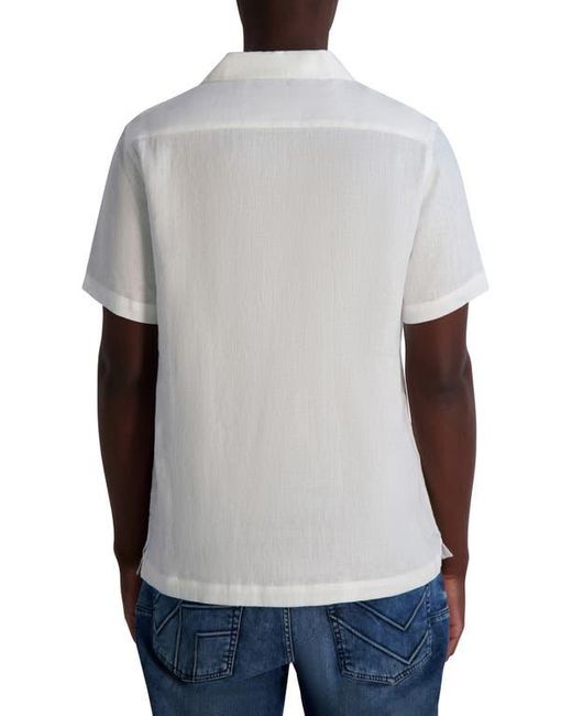 Karl Lagerfeld White Linen Camp Shirt for men
