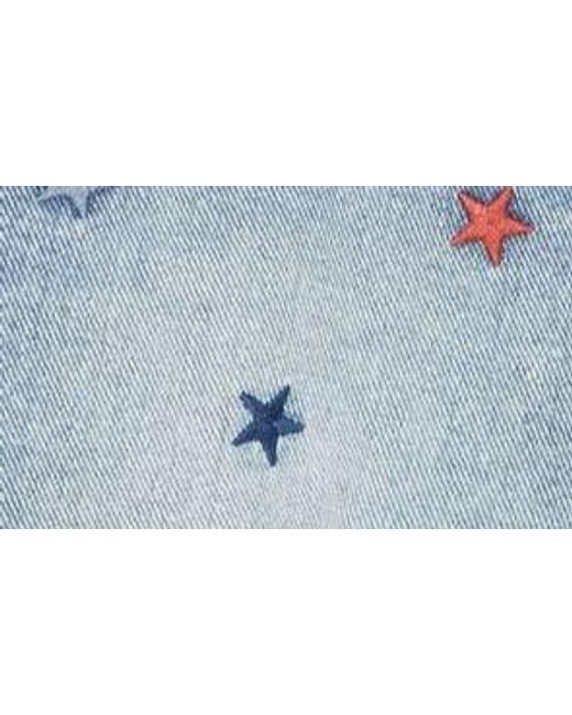 Vigoss Blue Embroidered Stars Denim Cutoff Shorts