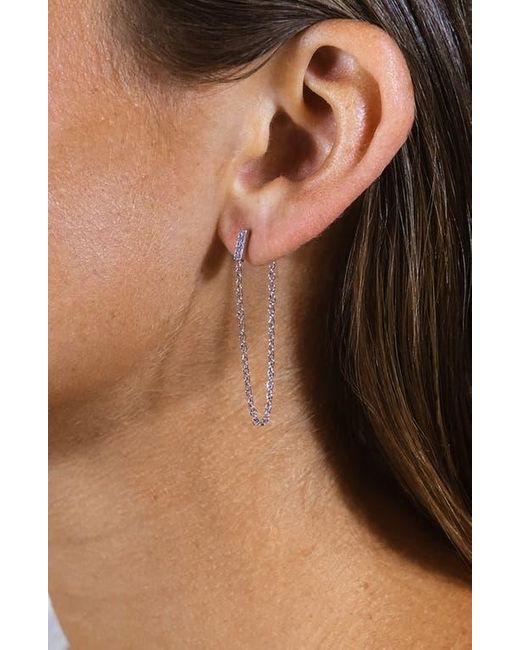 Sterling Forever White Chelsea Cubic Zirconia Chain Drop Front/Back Earrings