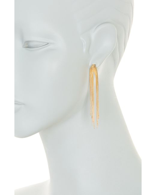 AREA STARS Metallic Fringe Stud Earrings