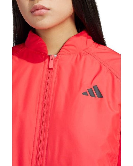 Adidas Red Essentials 3-Stripes Water Repellent Crop Track Jacket