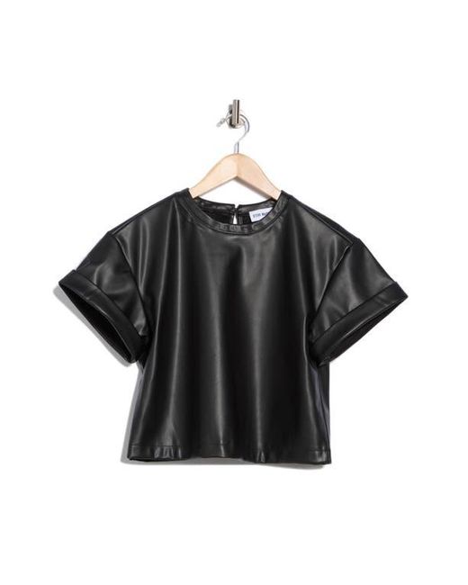 Steve Madden Black Faux Leather Short Sleeve T-Shirt