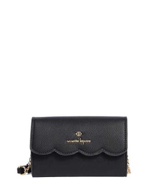 Nanette Lepore Black Ruthie Scallop Flap Wallet On A Chain