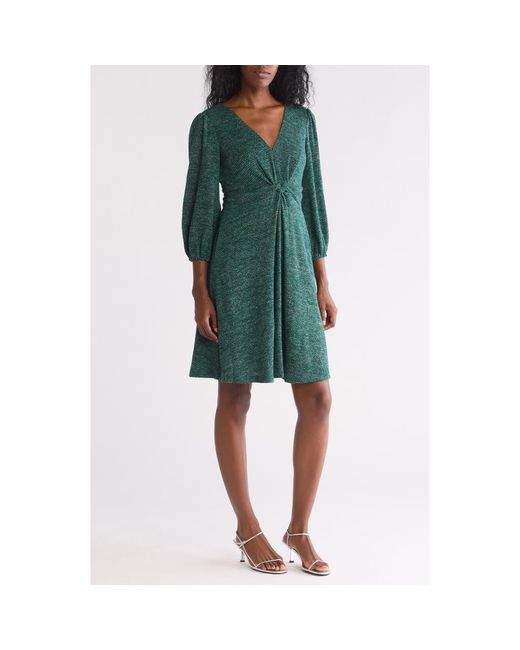 Vince Camuto Twist Front Long Sleeve Midi Dress in Green | Lyst